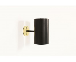 Wall lamp in black metal and gold aluminum edition Parscot 1950