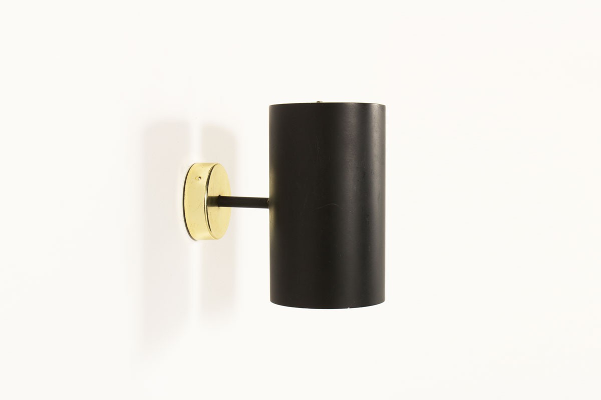 Wall lamp in black metal and gold aluminum edition Parscot 1950