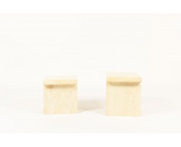 Nested coffee tables in beige travertine 1970 set of 2