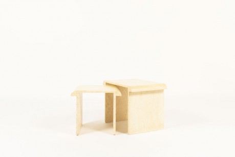 Nested coffee tables in beige travertine 1970 set of 2