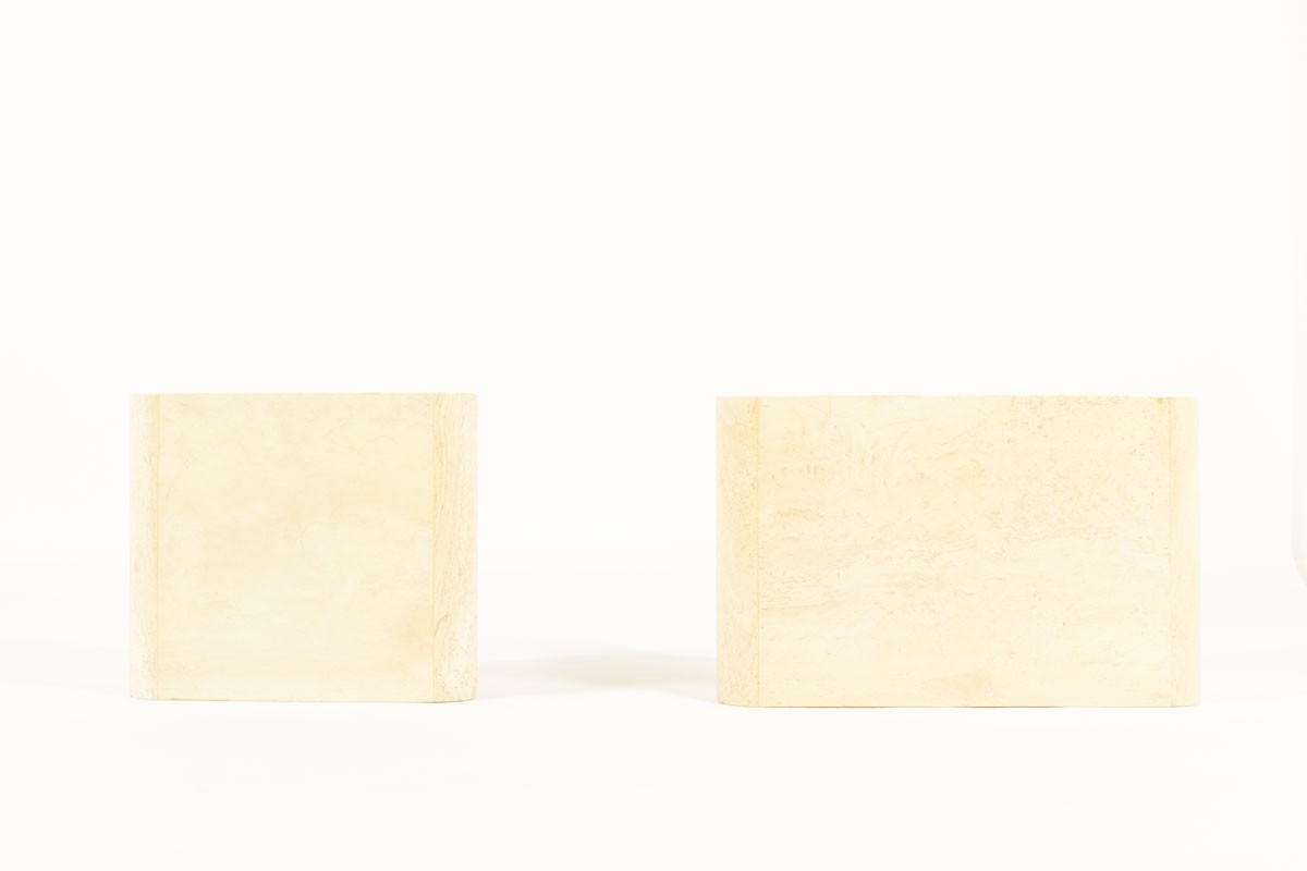 Nested coffee tables in beige travertine 1970 set of 2