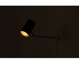 Wall lamp large model in black metal and gold aluminum edition Parscot 1950