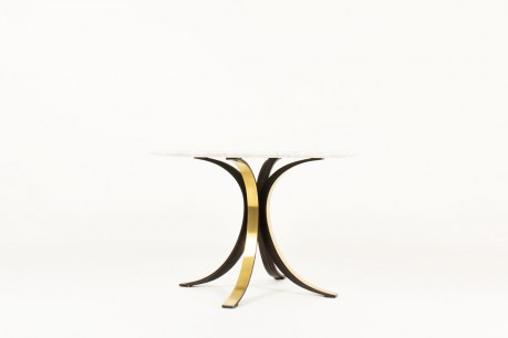 Osvaldo Borsani dining table model T69 brass and Carrara marble top edition Tecno 1960