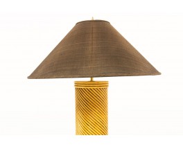 Lamps in rattan with brown lampshades 1950 set of 2