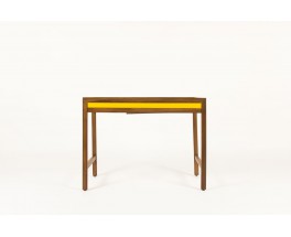 Bureau et chaise André Sornay hêtre teinté et laque jaune 1960