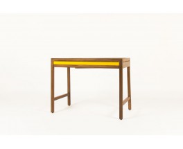 Bureau et chaise André Sornay hêtre teinté et laque jaune 1960