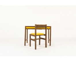 Bureau et chaise André Sornay hêtre teinté et laque jaune 1960