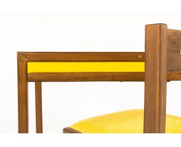 Bureau et chaise André Sornay hêtre teinté et laque jaune 1960