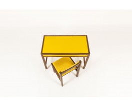 Bureau et chaise André Sornay hêtre teinté et laque jaune 1960