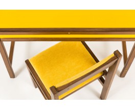 Andre Sornay desk and chair tinted beech and yellow lacquer 1960