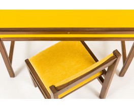 Bureau et chaise André Sornay hêtre teinté et laque jaune 1960