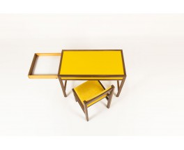 Bureau et chaise André Sornay hêtre teinté et laque jaune 1960