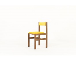 Bureau et chaise André Sornay hêtre teinté et laque jaune 1960