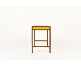 Bureau et chaise André Sornay hêtre teinté et laque jaune 1960