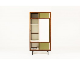 Andre Sornay wardrobe in mahogany with white and green lacquer 1950