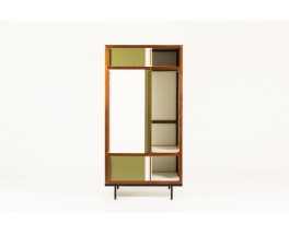 Andre Sornay wardrobe in mahogany with white and green lacquer 1950