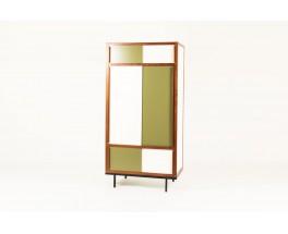 Andre Sornay wardrobe in mahogany with white and green lacquer 1950