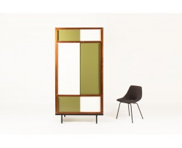 Andre Sornay wardrobe in mahogany with white and green lacquer 1950