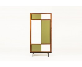 Andre Sornay wardrobe in mahogany with white and green lacquer 1950