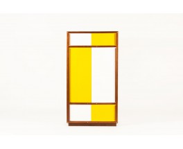 Armoire André Sornay en acajou laque blanche et jaune 1960