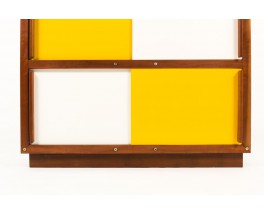 Armoire André Sornay en acajou laque blanche et jaune 1960