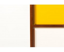 Armoire André Sornay en acajou laque blanche et jaune 1960