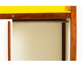 Armoire André Sornay en acajou laque blanche et jaune 1960