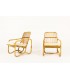 Fauteuils en rotin et tissu coton beige 1950 set de 2