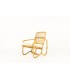 Armchair in rattan and beige cotton fabric 1950