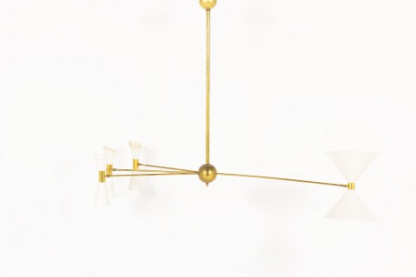 Chandelier in brass and diabolo diffusers Italian contemporary design