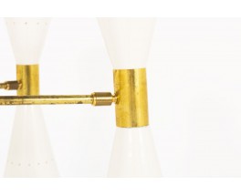 Lustre en laiton 4 bras diffuseurs diabolo design italien contemporain