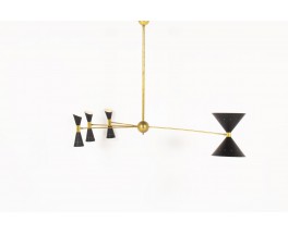 Chandelier in brass and diabolo diffusers Italian contemporary design