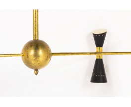 Chandelier in brass and diabolo diffusers Italian contemporary design