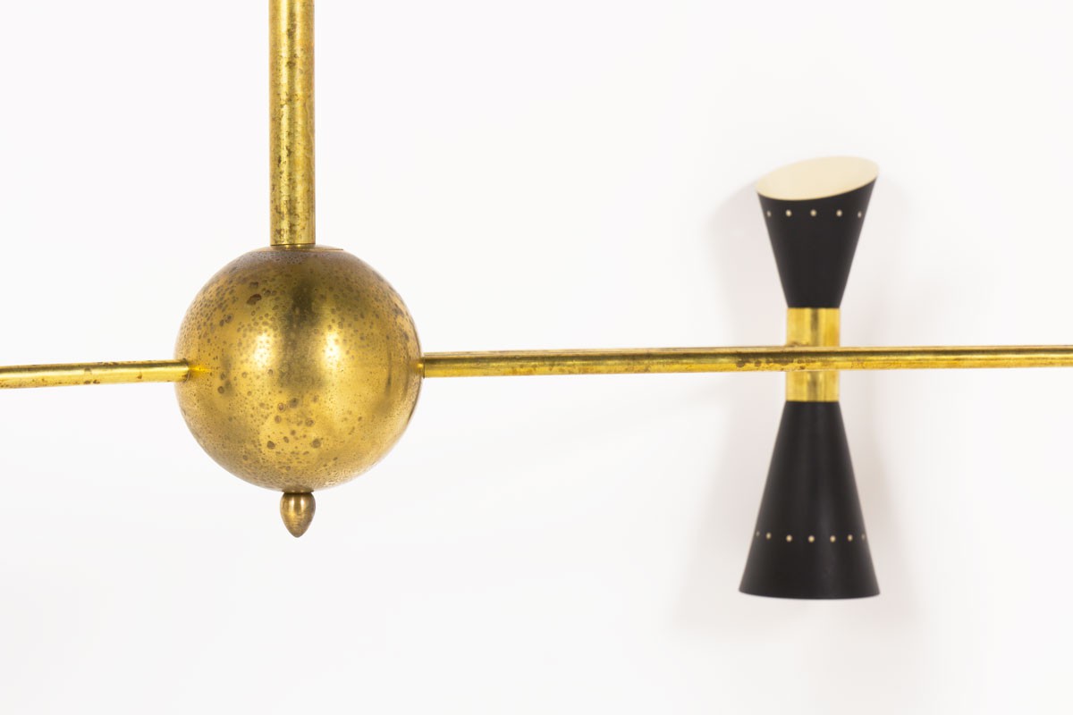 Chandelier in brass and diabolo diffusers Italian contemporary design