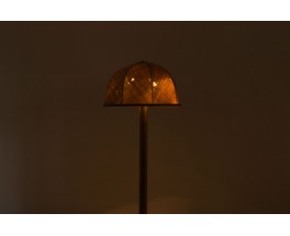 Lampadaire Ferdinando Loffredo laiton et abat-jour cloche en jute 1970