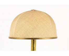 Lampadaire Ferdinando Loffredo laiton et abat-jour cloche en jute 1970