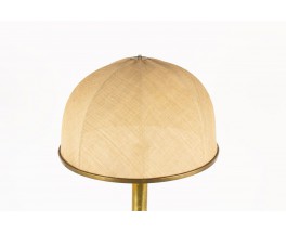 Lampadaire Ferdinando Loffredo laiton et abat-jour cloche en jute 1970