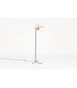 Lampadaire tripode droit structure en métal noir abat-jour beige 1950