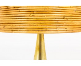 Lampes en laiton et abat-jour cloche en rotin design contemporain italien set de 2