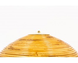 Lampes en laiton et abat-jour cloche en rotin design contemporain italien set de 2