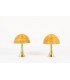 Lampes en laiton et abat-jour cloche en rotin design contemporain italien set de 2