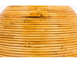 Lampes en laiton et abat-jour cloche en rotin design contemporain italien set de 2