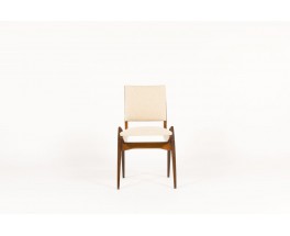 Maurice Pre chairs in tinted beech and beige fabric 1950 set of 8