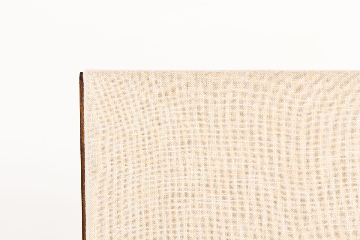 Chaises Maurice Pré en hêtre teinté et tissu beige 1950 set de 8