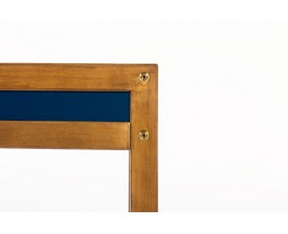 Bureau et chaise André Sornay hêtre teinté et laque bleue 1960
