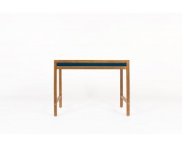 Bureau et chaise André Sornay hêtre teinté et laque bleue 1960