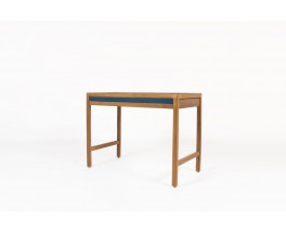 Bureau et chaise André Sornay hêtre teinté et laque bleue 1960