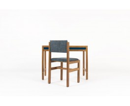 Andre Sornay desk and chair tinted beech and blue lacquer 1960