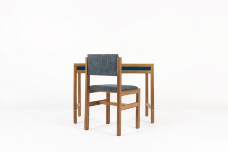 Andre Sornay desk and chair tinted beech and blue lacquer 1960