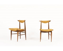 Chaises en chêne et assise en paille design italien 1950 set de 2